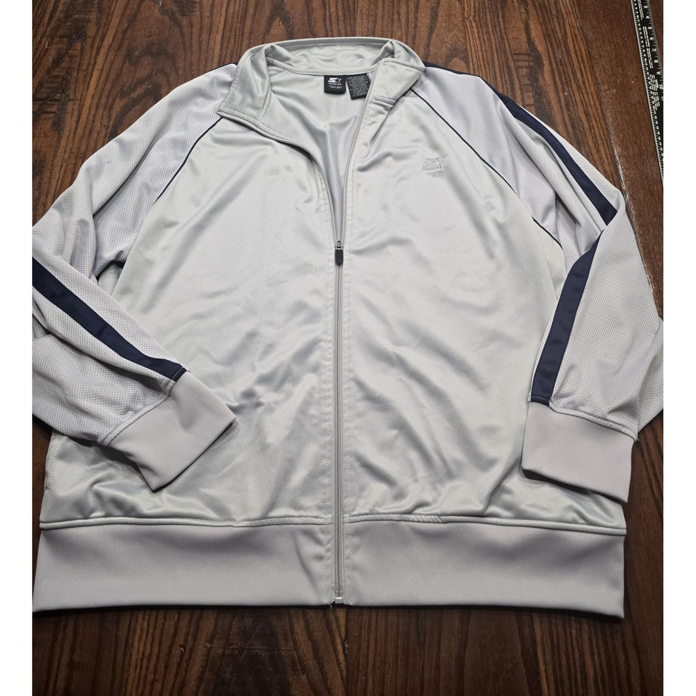 Starter Mens Track Jacket Soft Silver Dark Navy RM1020380 Full‎ Zip 2XL 50-52